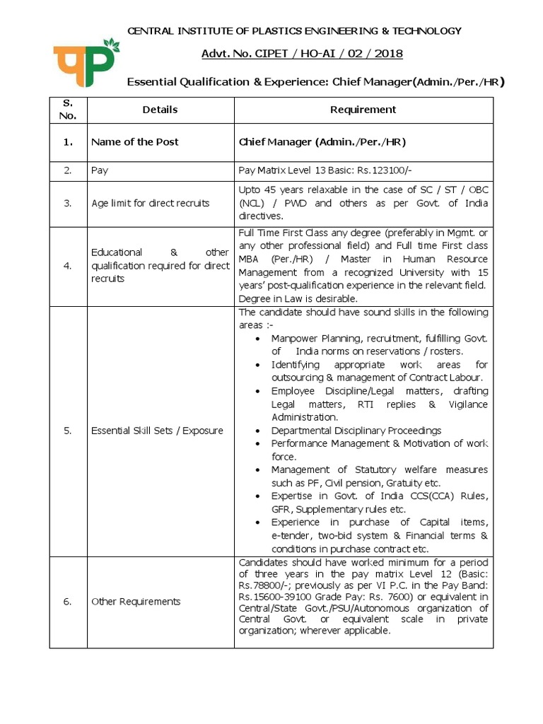 Essential Qualification and Experience | PDF | Employment | Human ...