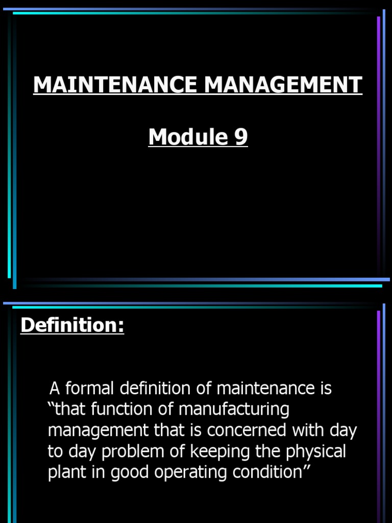 Maintenance Management | PDF | Reliability Engineering | Business Process