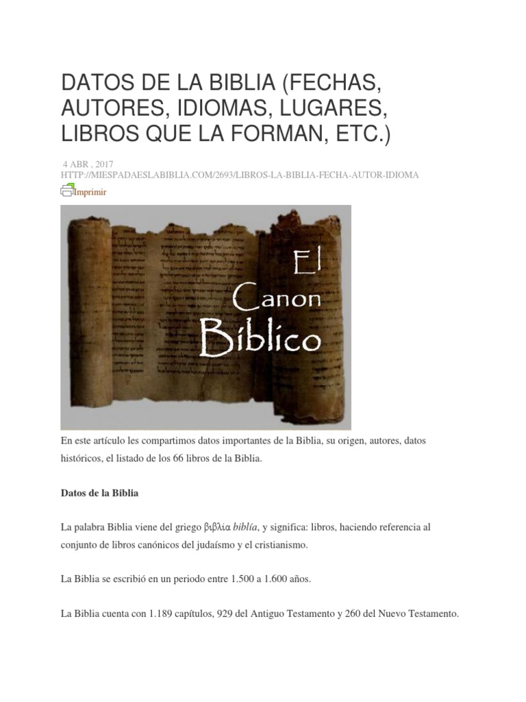 Datos de La Biblia PDF Profeta Biblia