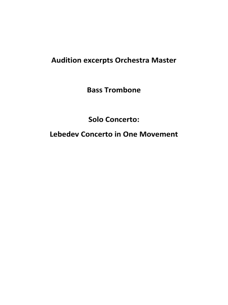Audition Excerpts Orchestra Master..Bass Trombone | PDF