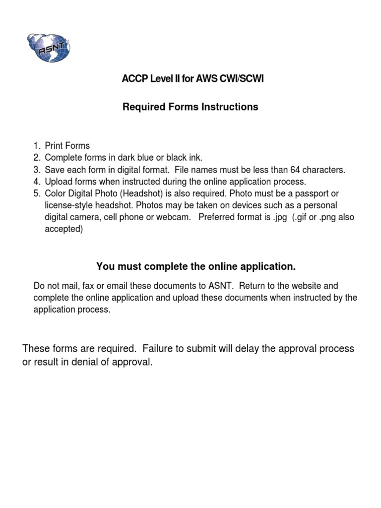 ACCP L2 CWI Required Forms | PDF | Visual Acuity | Nondestructive Testing