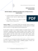 Boletín 067. - Reporte Semanal Comparativo de Precios de Los Productos de La Canasta Básica