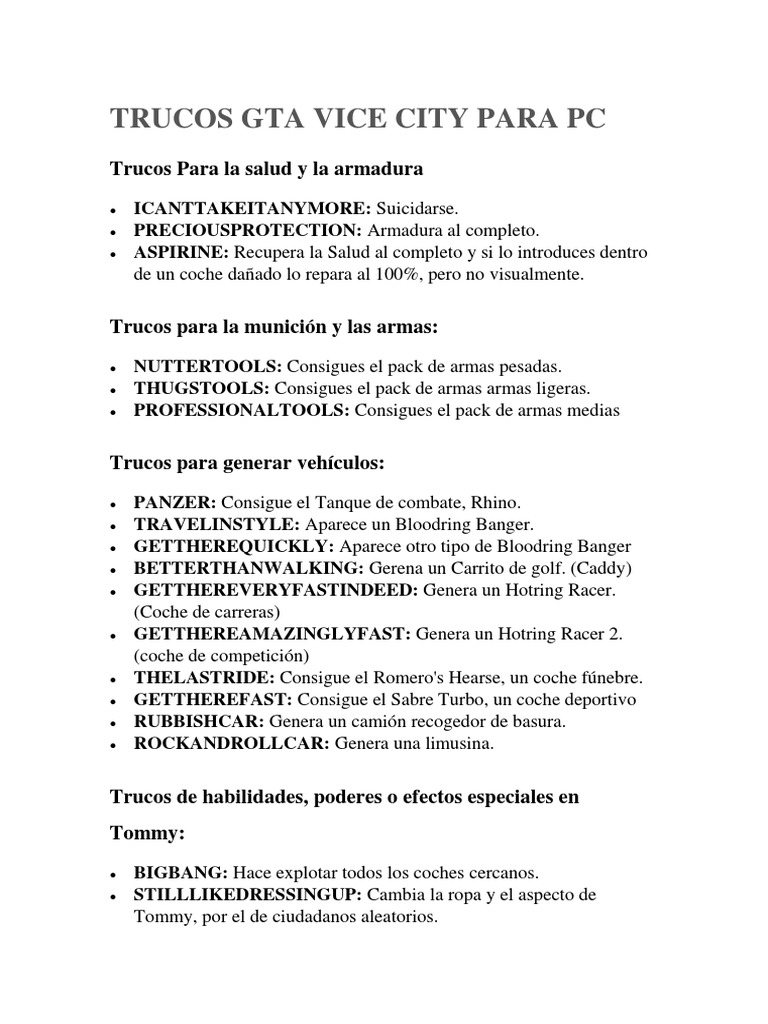 Trucos Gta Vice City Para Pc Lazer Esportes