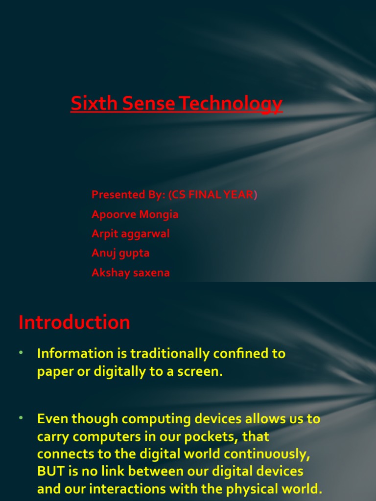 Sixth Sense Technology Overview | PDF | Smartphone | Computing