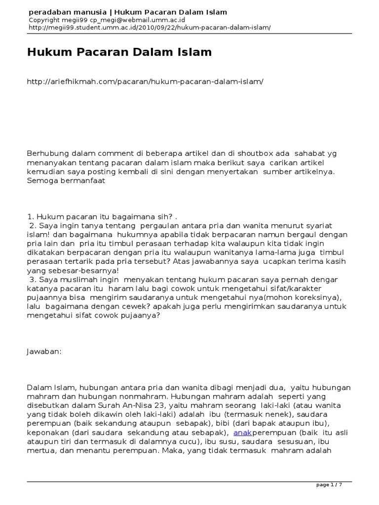 Peradaban Manusia Hukum Pacaran Dalam Islam Pdf