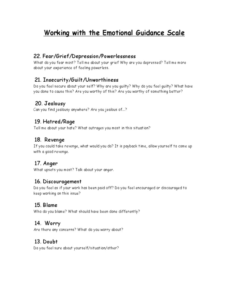 Working With the Emotional Guidance Scale