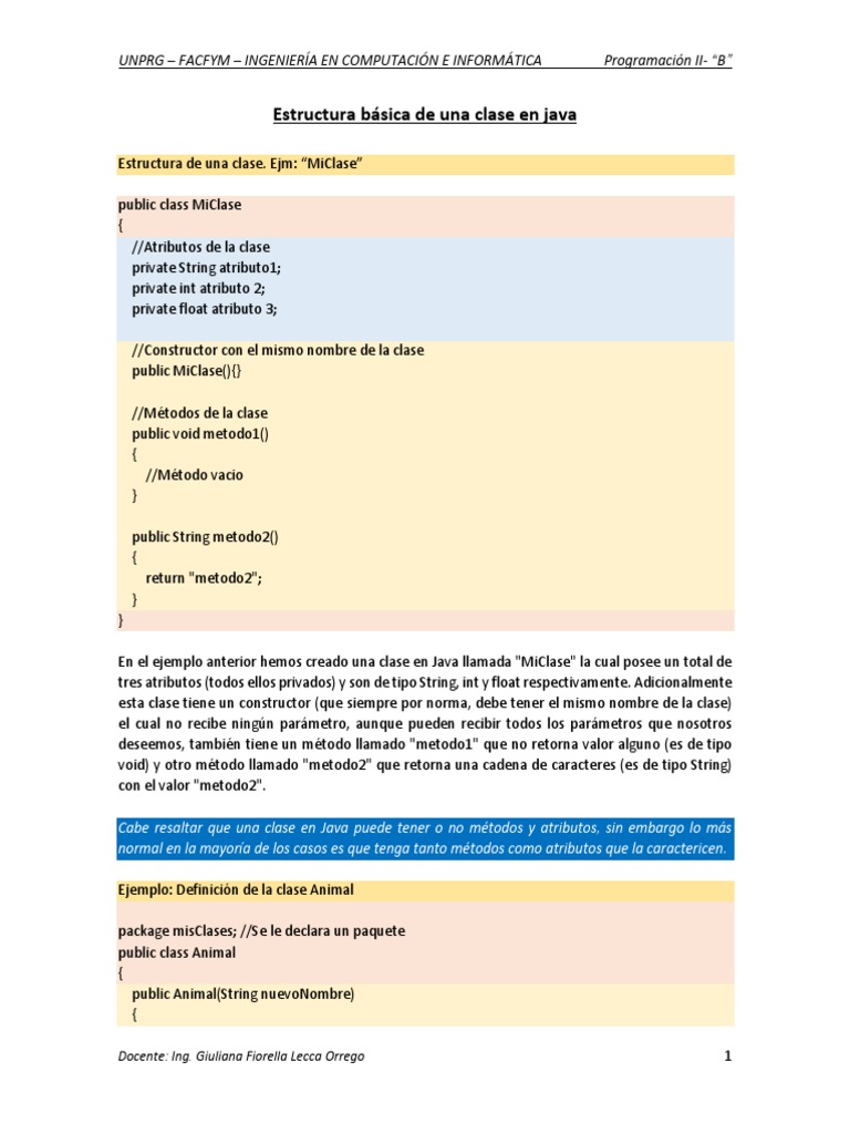 Clases en Java | PDF | Objeto (informática) | Constructor (Programación ...