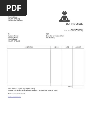 dj invoice template pdf business business general