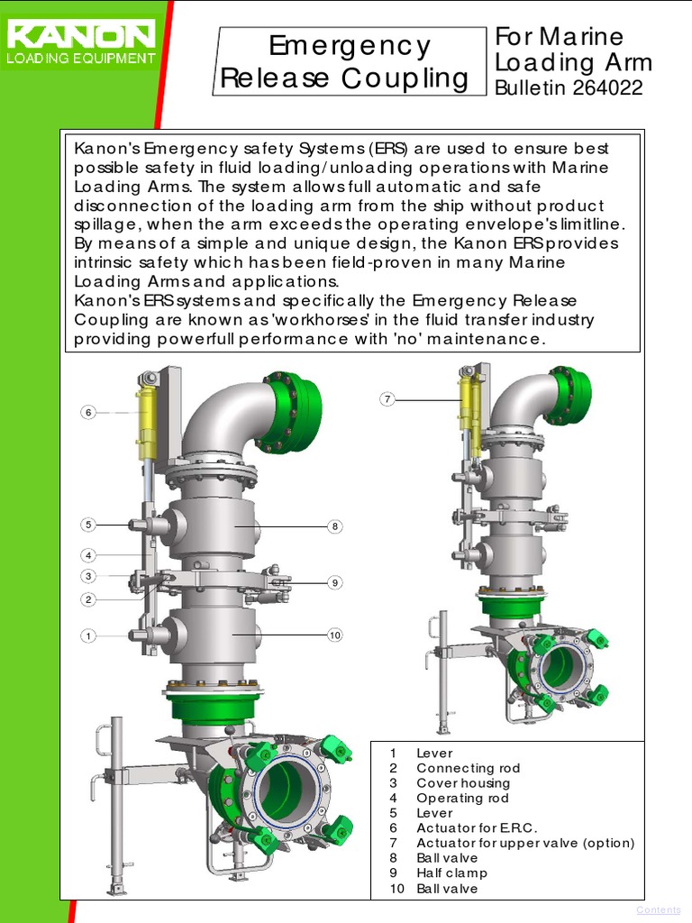 Emergency Release Coupling: For Marine Loading Arm | PDF | Valve | Switch