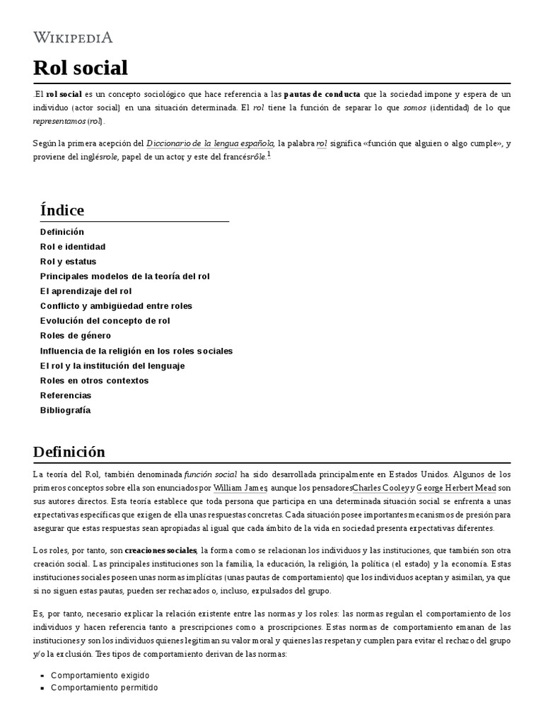 Definición y Teoría del Rol Social | PDF | Teorías sociológicas ...