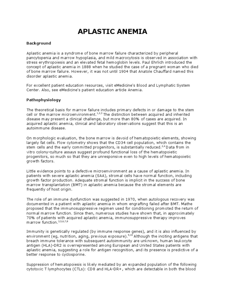 Aplastic Anemia PDF Bone Marrow Cytotoxic T Cell