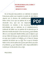 Caso LEY DE PROTECCION INTEGRAL DE LA NIÑEZ Y ADOLESCENCIA