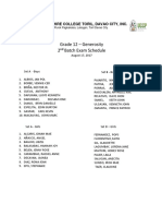 Grade 12 - Generosity 2 Batch Exam Schedule: Brokenshire College Toril, Davao City, Inc