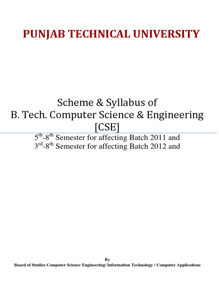 Ptu b tech computer science syllabus 3rd 8th semester download free