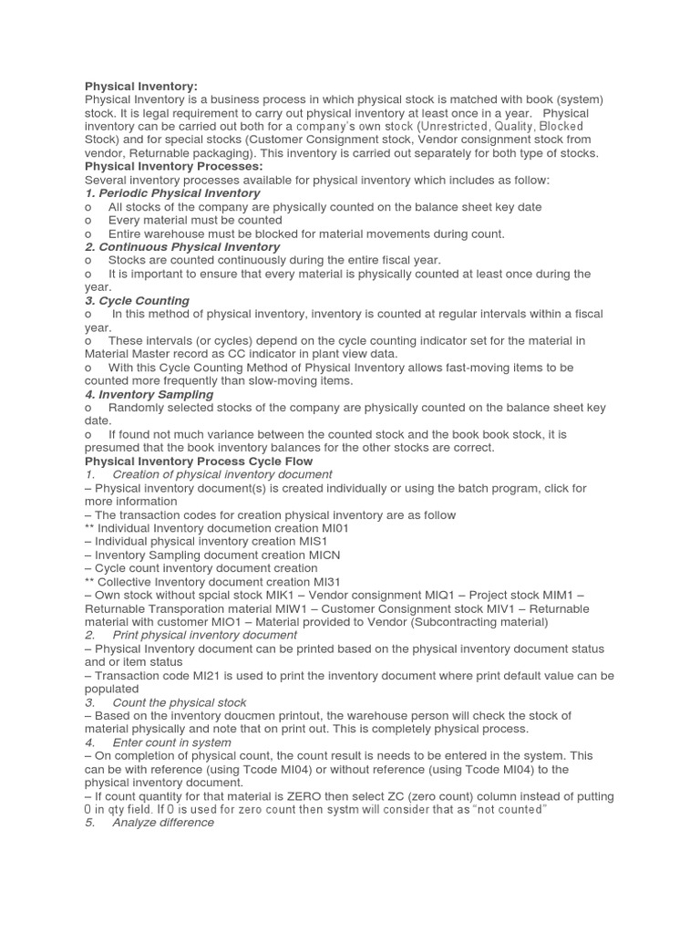 Periodic Physical Inventory | PDF | Inventory | Business