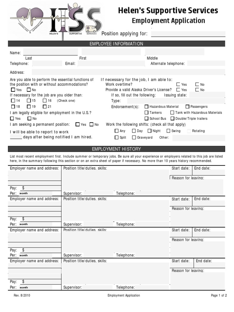 Employment Application Form Template | PDF | Equal Opportunity | Employment