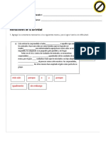 Instrucciones de La Actividad: Más Aún Porque e Igualmente y Sin Embargo Porque