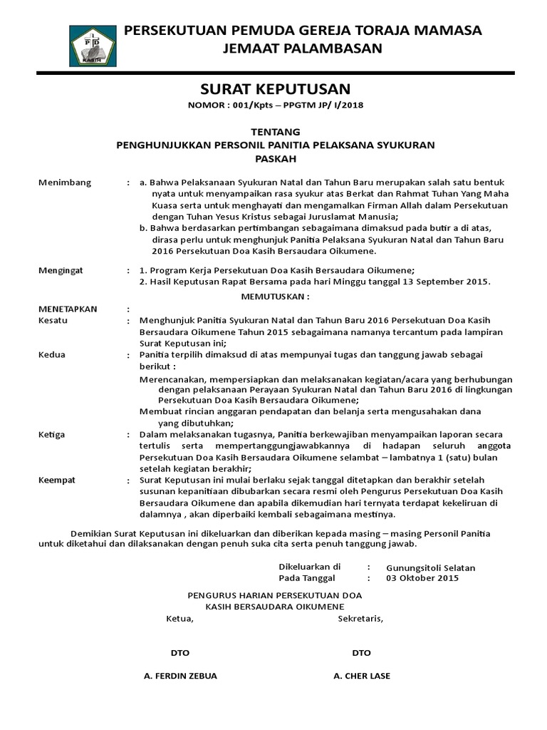 The ROMP Family 10+ Ide Contoh Surat Sk Panitia Natal Gereja
