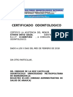 Certificado Odontologico