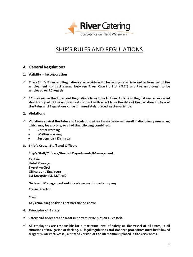 Ship's Rules and Regulations for Crew | PDF | Tobacco Smoking | Addiction
