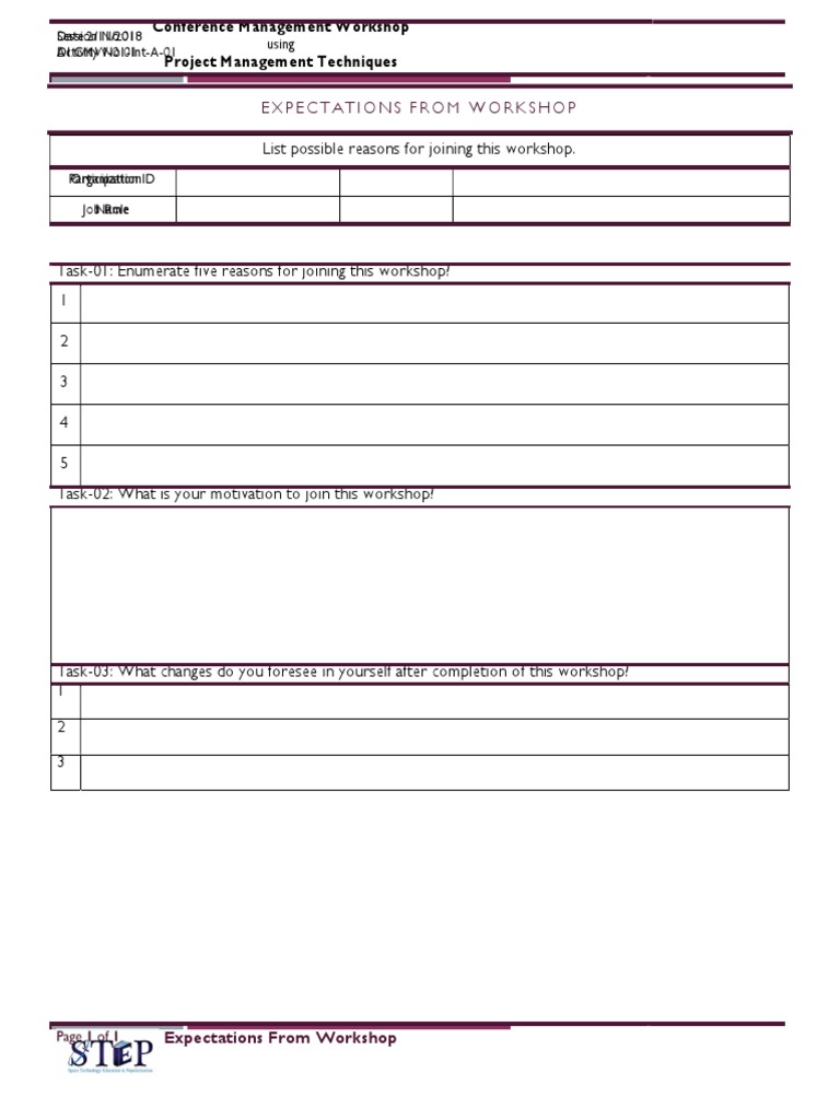 Workshop on Project Management Techniques | PDF | Computers ...