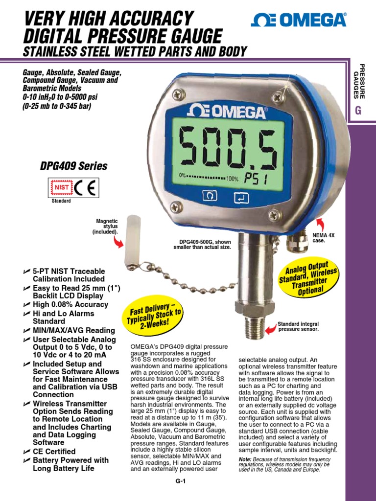 Omega DPG409 Pressure Measurement Calibration