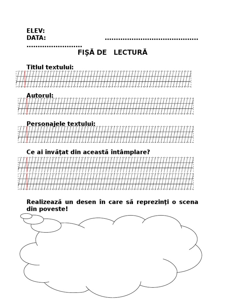 Model Fisa De Lectura Clasa A 2 A Fisa Lectura | PDF