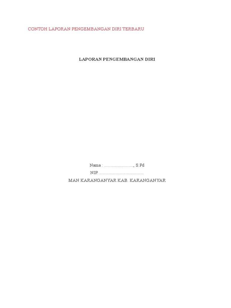 Contoh Laporan Pengembangan Diri | PDF | Karier & Perkembangan