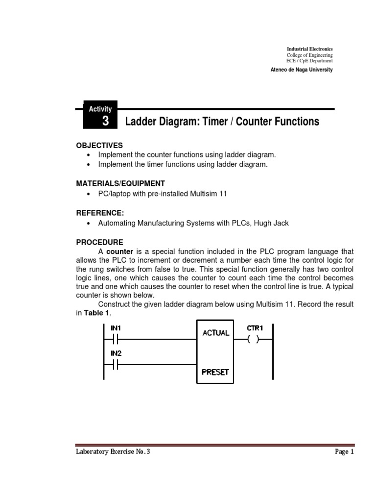 03 - Ladder Diagram - Timer, Counter Functions | PDF | Timer ...
