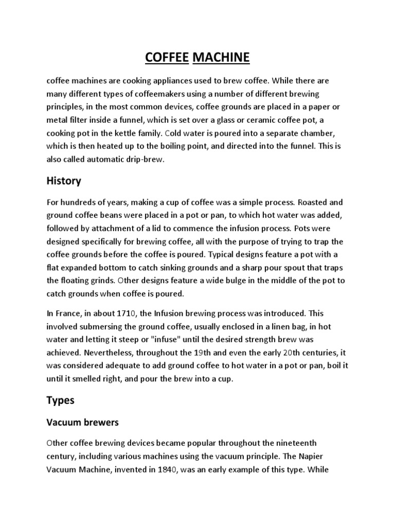 Coffee Machine | PDF | Food And Drink Preparation | Coffee