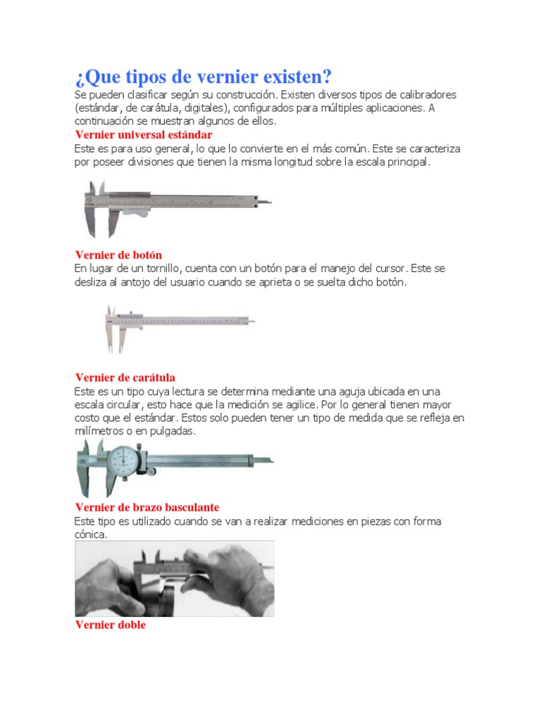 Tipos de Vernier y sus Características | PDF | Medición | Naturaleza