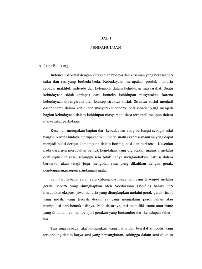 Contoh Pendahuluan Skripsi Seni Tari - Update Sekolah