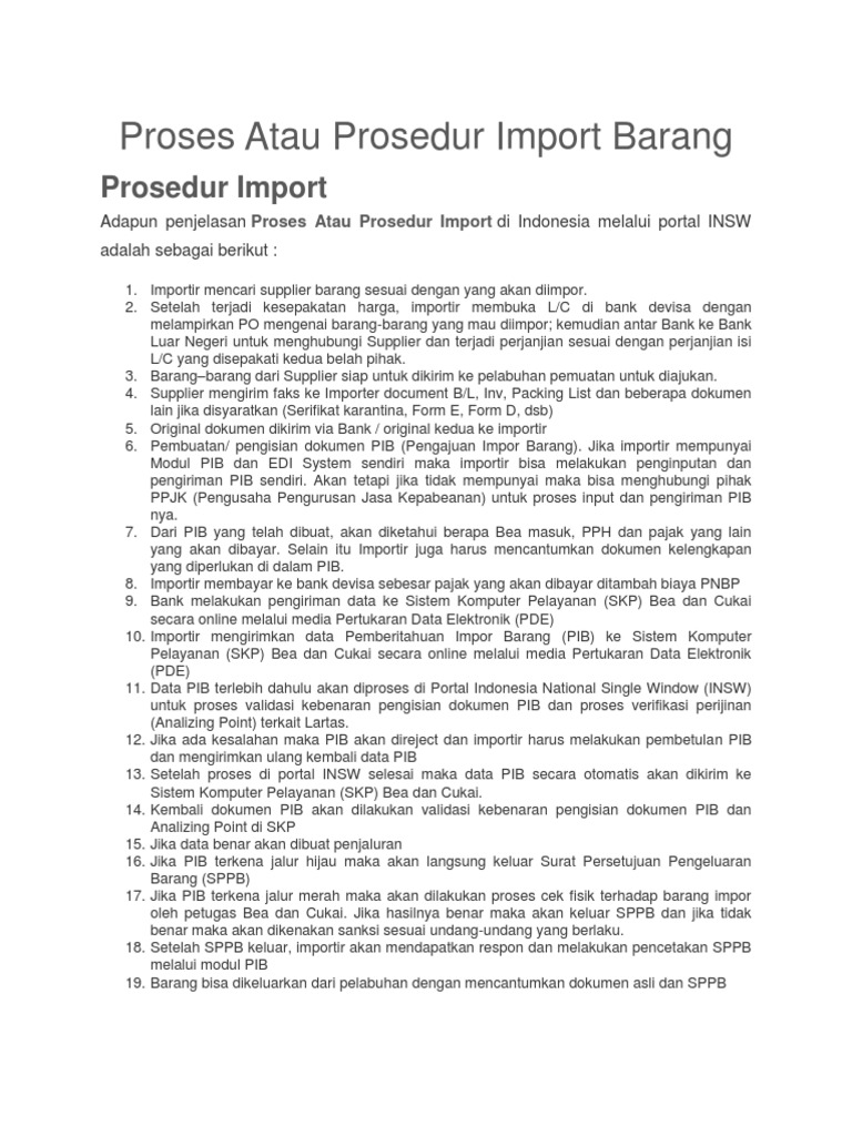 Prosedur Impor Barang di Indonesia | PDF