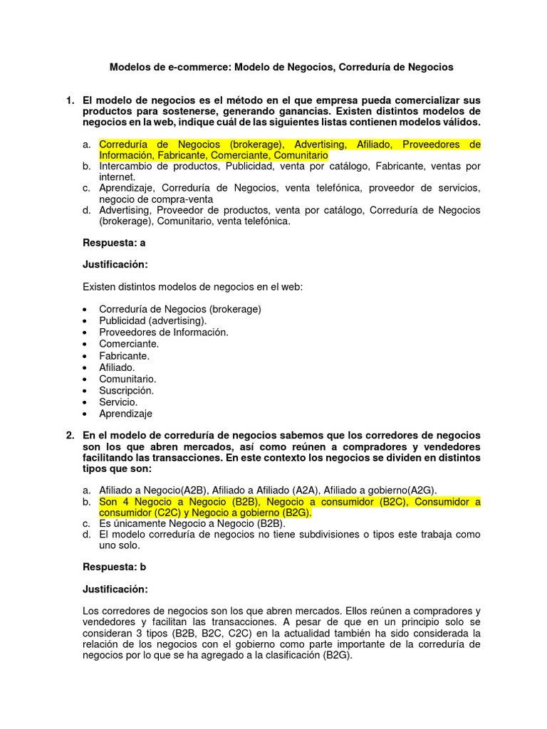 Tipos de Negocios en E-commerce | PDF | Comercio electrónico | Internet