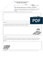 Evaluación Educación Matemáticas 3 Basico Resolucion de Problemas