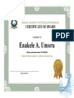 Enakele A. Umoru: Certificate of Award