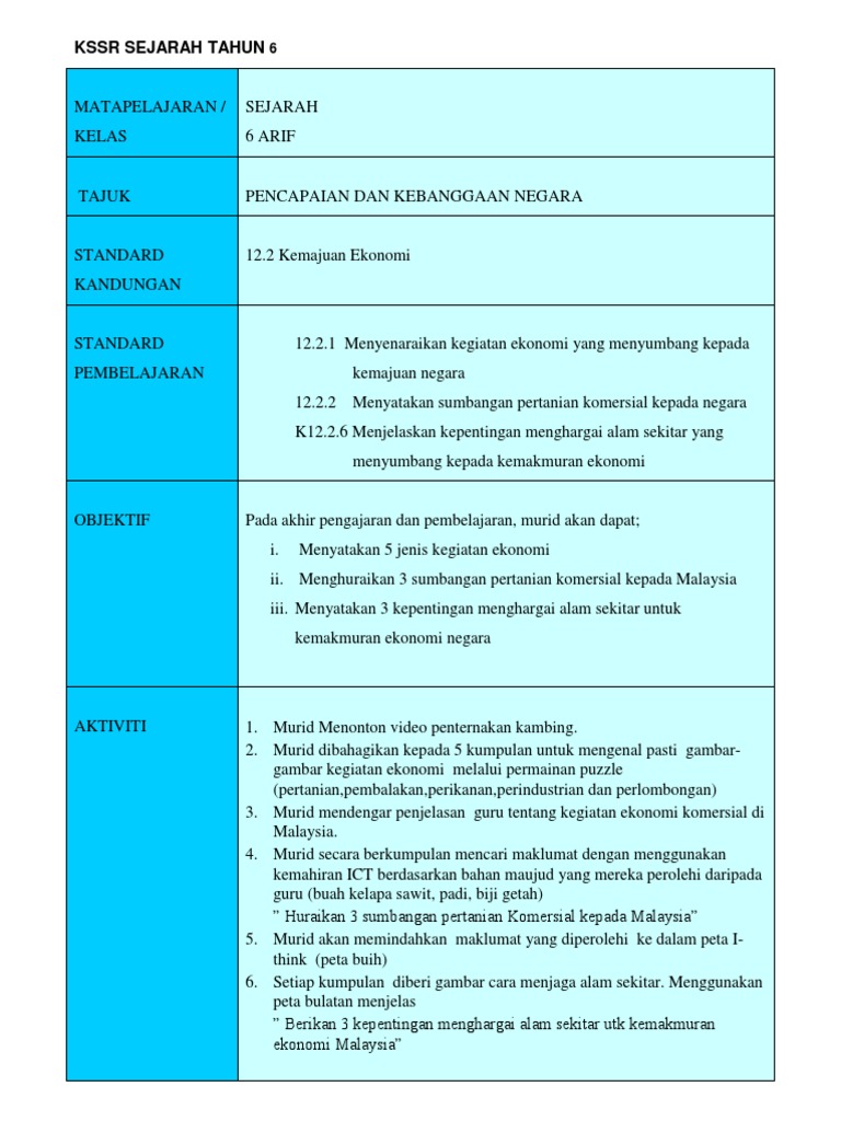 8 Rph Kssr Sejarah Tahun 6 Pdf