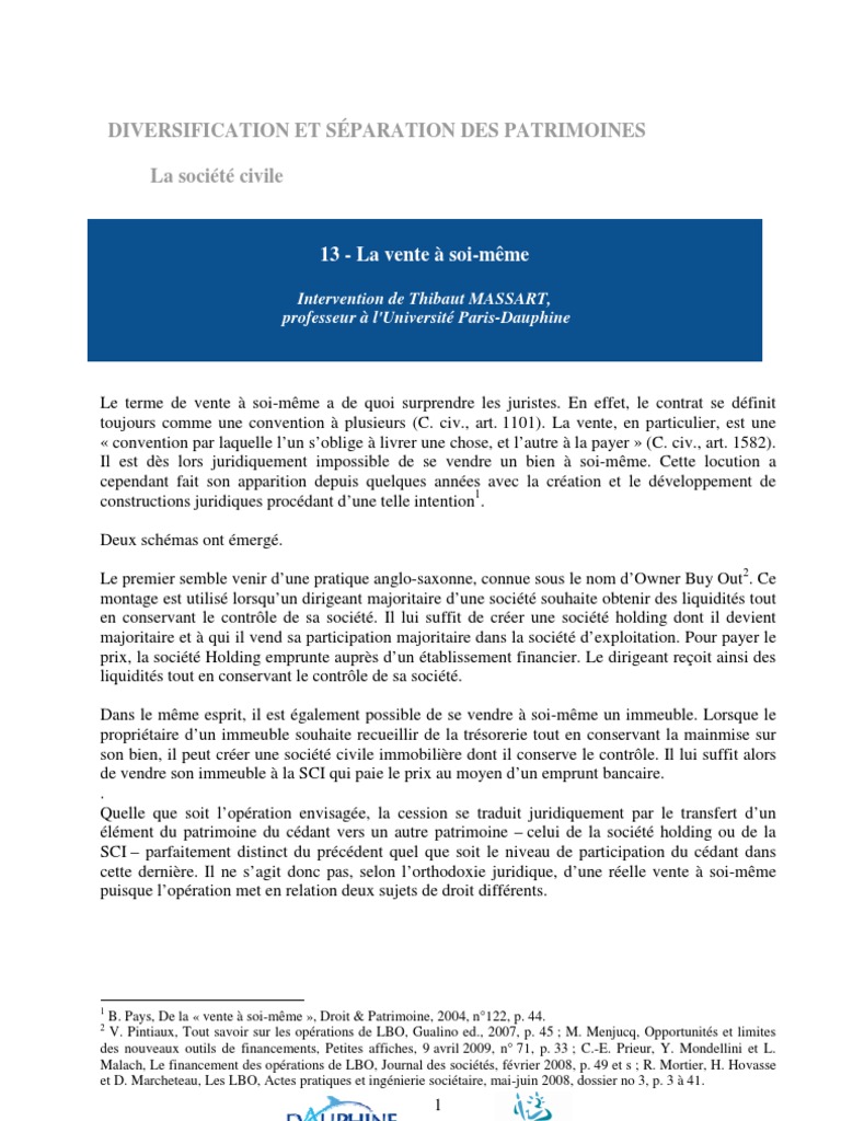 13 La Vente A Soi Meme Achat A Effet De Levier Dettes