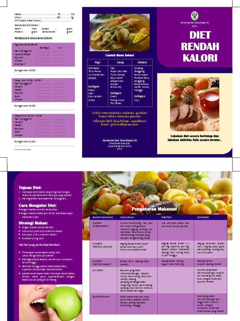Contoh Menu Diet Rendah Kalori | PDF