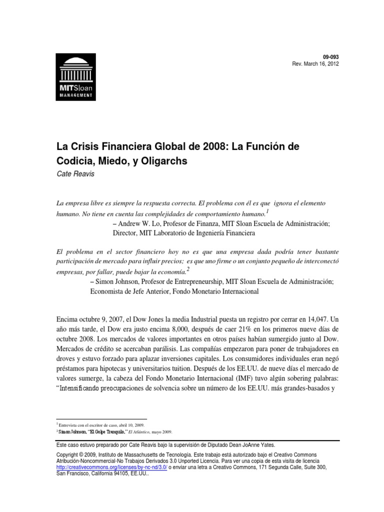 The Global Finance Crisis of 2008 | PDF | Financial Crisis Of 2007–2008 ...