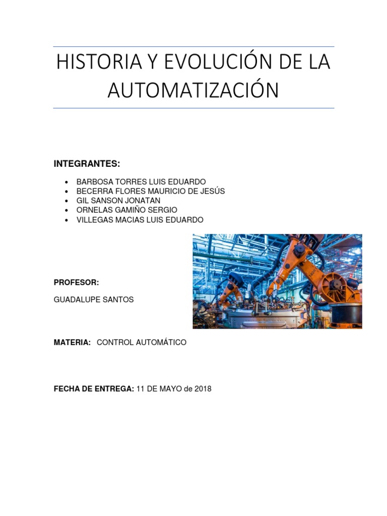 Historia y Evolución de la Automatización | PDF | Máquina de vapor ...