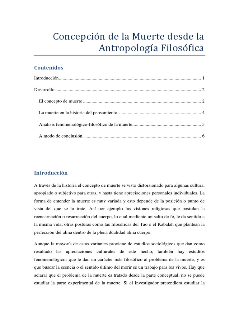 Concepción de La Muerte Desde La Antropología Filosófica | PDF | Muerte ...