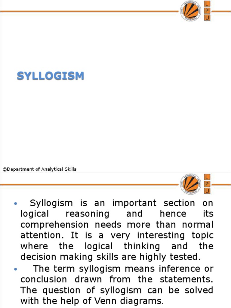 UNIT - IV Syllogism | PDF | Proposition | Predicate (Grammar)