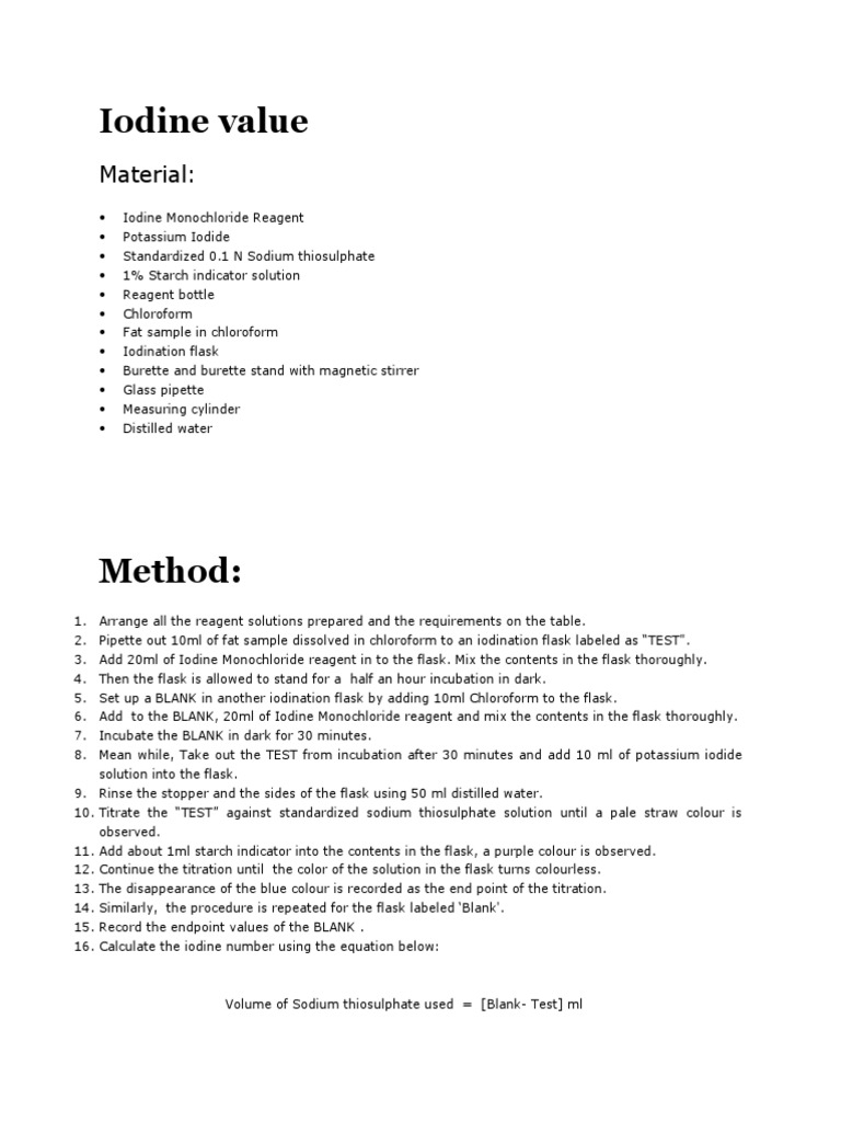Iodine Value PDF Iodine Titration