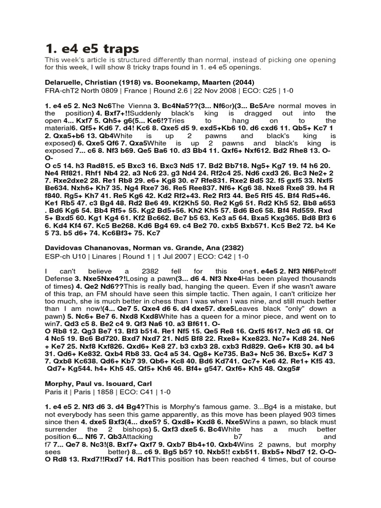 Opening Trap Pdf Chess Openings Traditional Board Games