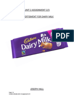Unit 2 Assignment 2/3 Advertisment For Dairy Milk: Joseph Hall