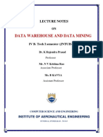 Data Warehouse and Data Mining: Lecture Notes