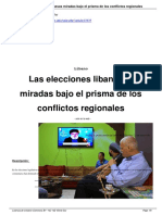 Las Elecciones Libanesas. Miradas Bajo El Prisma de Los Conflictos Regionales