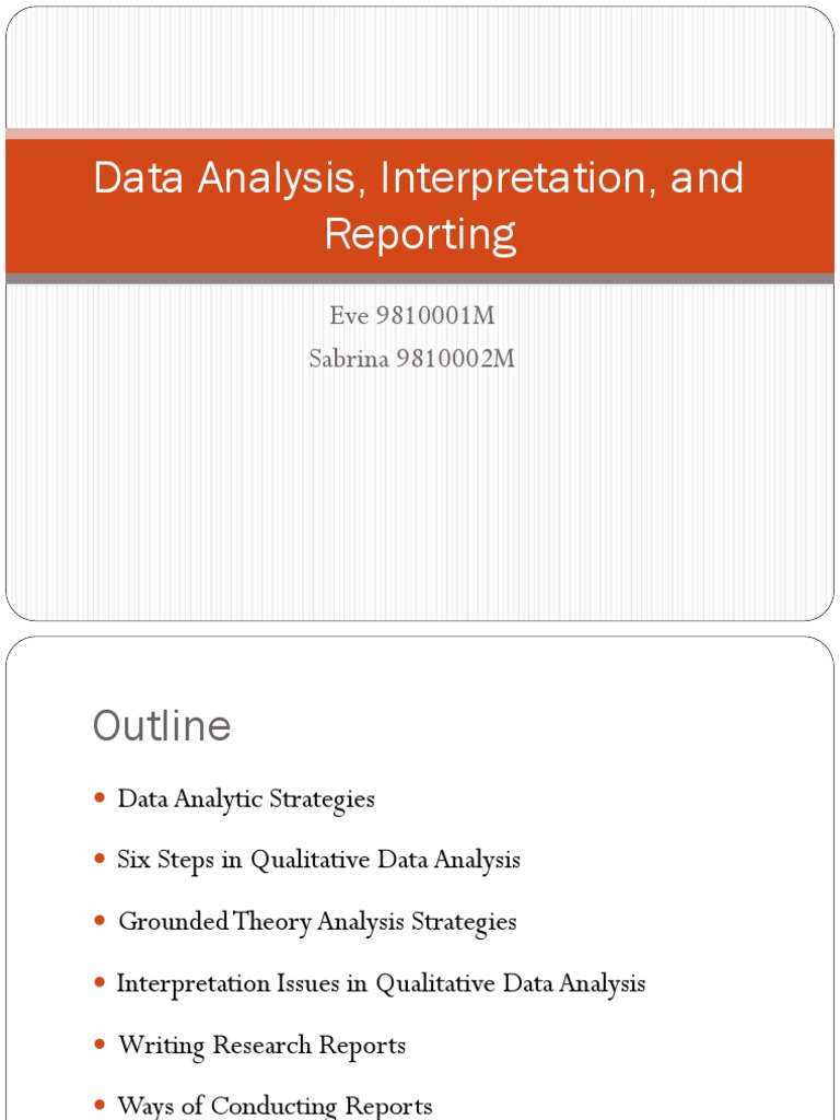 Data Analysis, Interpretation, and Reporting: Eve 9810001M Sabrina ...
