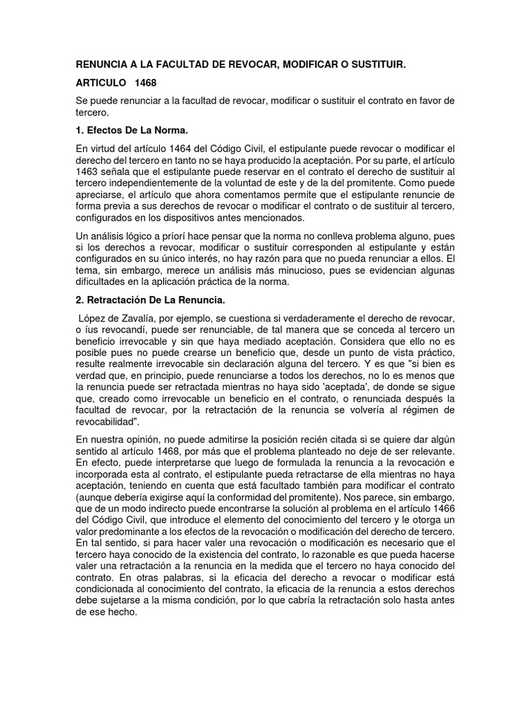 Renuncia a Revocar y Excepciones en Contratos | PDF | Conocimiento ...